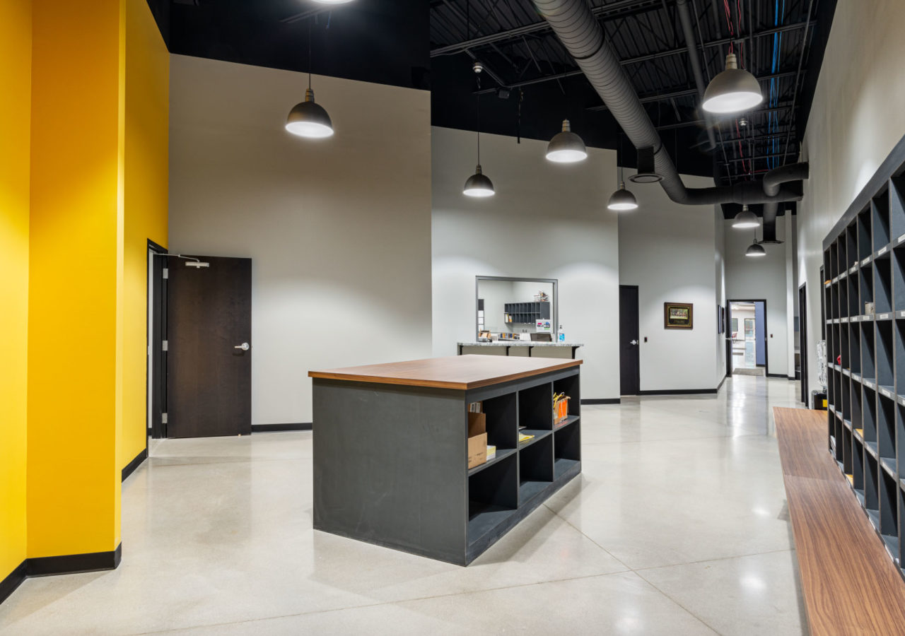 Hallway with Cubbies at AALCO Distributing Facility Built by ARCO Beverage Group