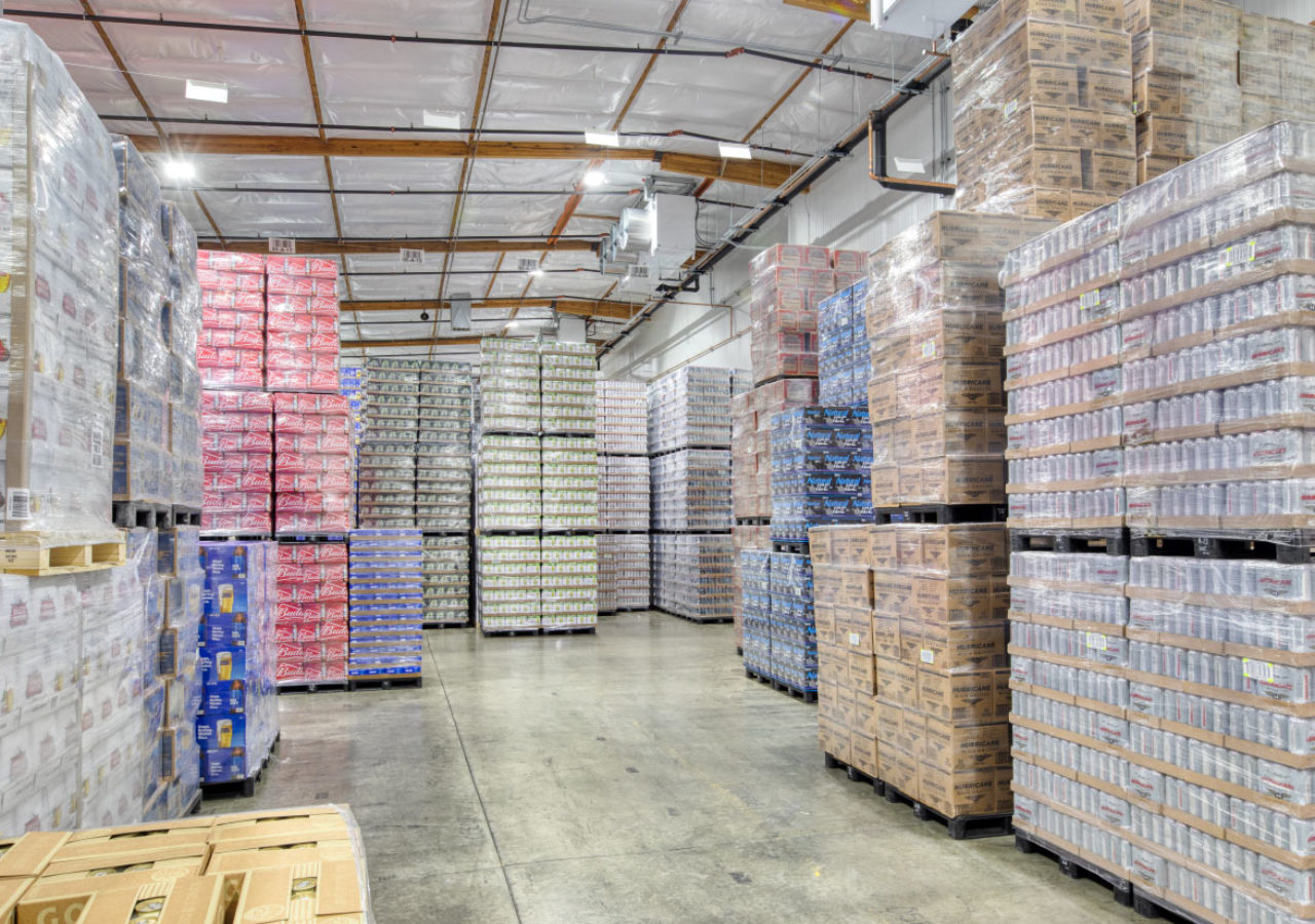 Product in Warehouse at Markstein Beverage Distribution Facility