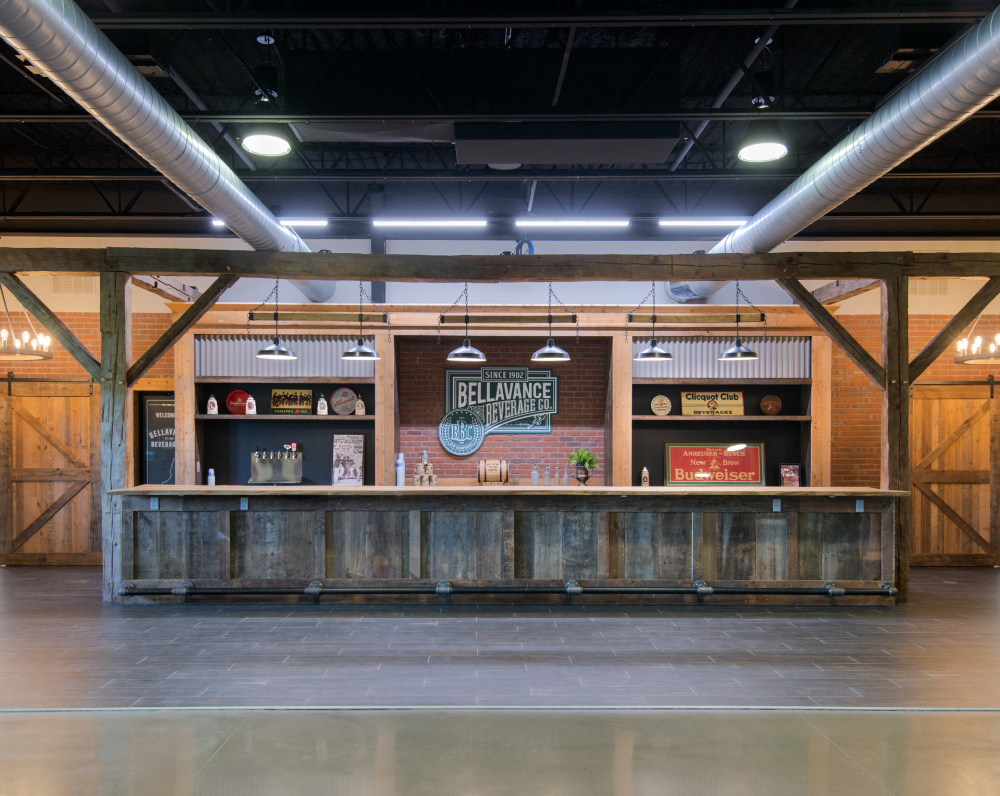 bar area in the bellavance beverage co distribution facility in londonderry new hampshire