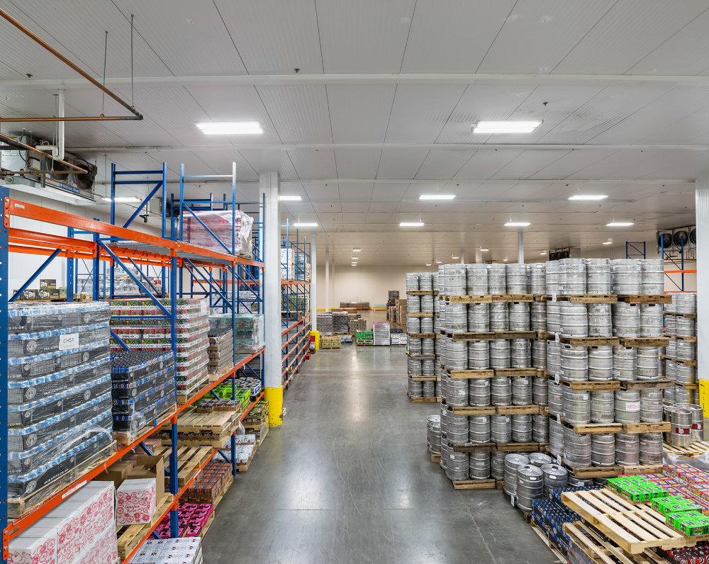 warehouse storage area in the rogers minnesota CEW for capital beverage