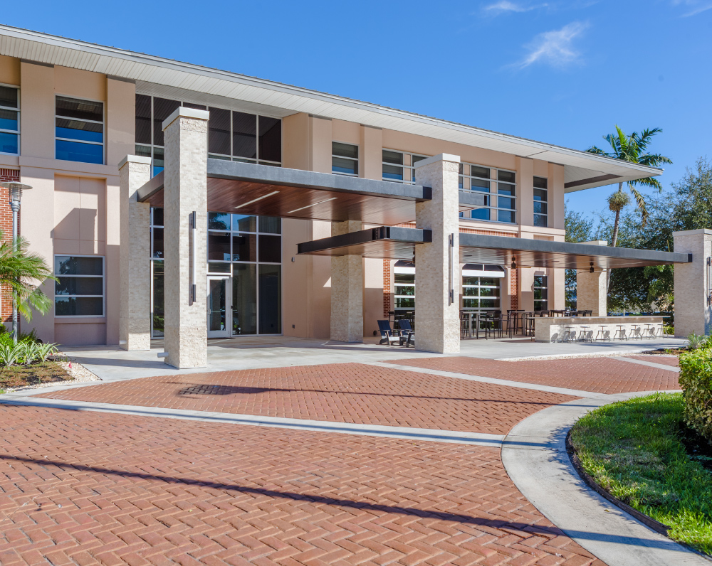 exterior patio of gold coast beverage office in doral florida