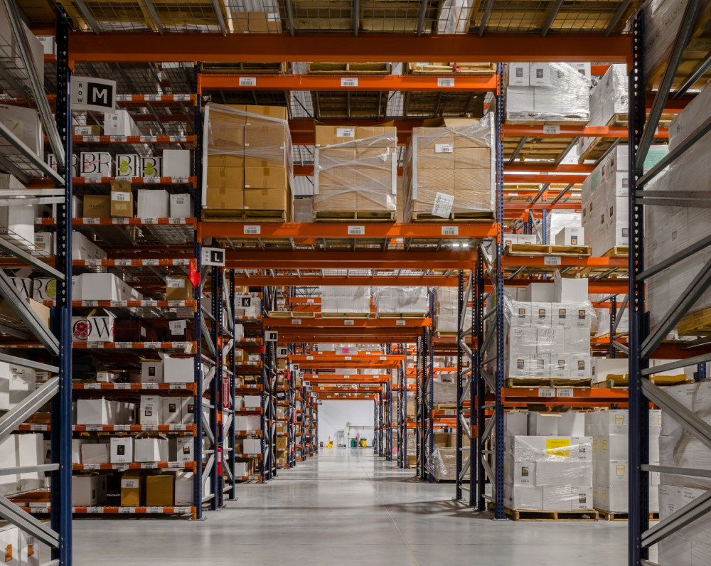 warehouse storage within in the copper peak logistics wine distribution facility in american canyon california