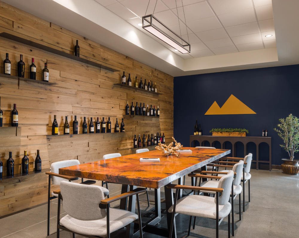 conference area inside in the copper peak logistics wine distribution facility in american canyon california