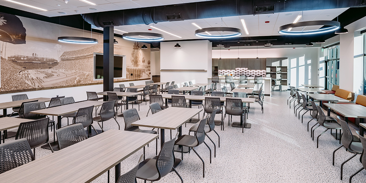 dining area within a wine and spirits distribution facility in west columbia south carolina
