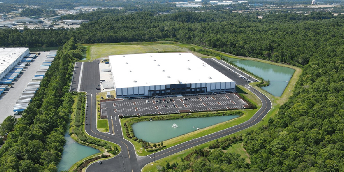 drone view of a wine and spirits distribution facility in west columbia south carolina